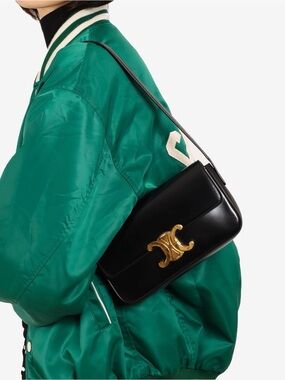 Authentic Celine Claude Shoulder Bag in Shiny Calf Skin EUC